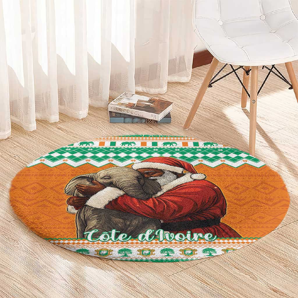 Afro Ivory Coast Christmas Round Carpet Black Santa Afishapa - African Pattern LT15