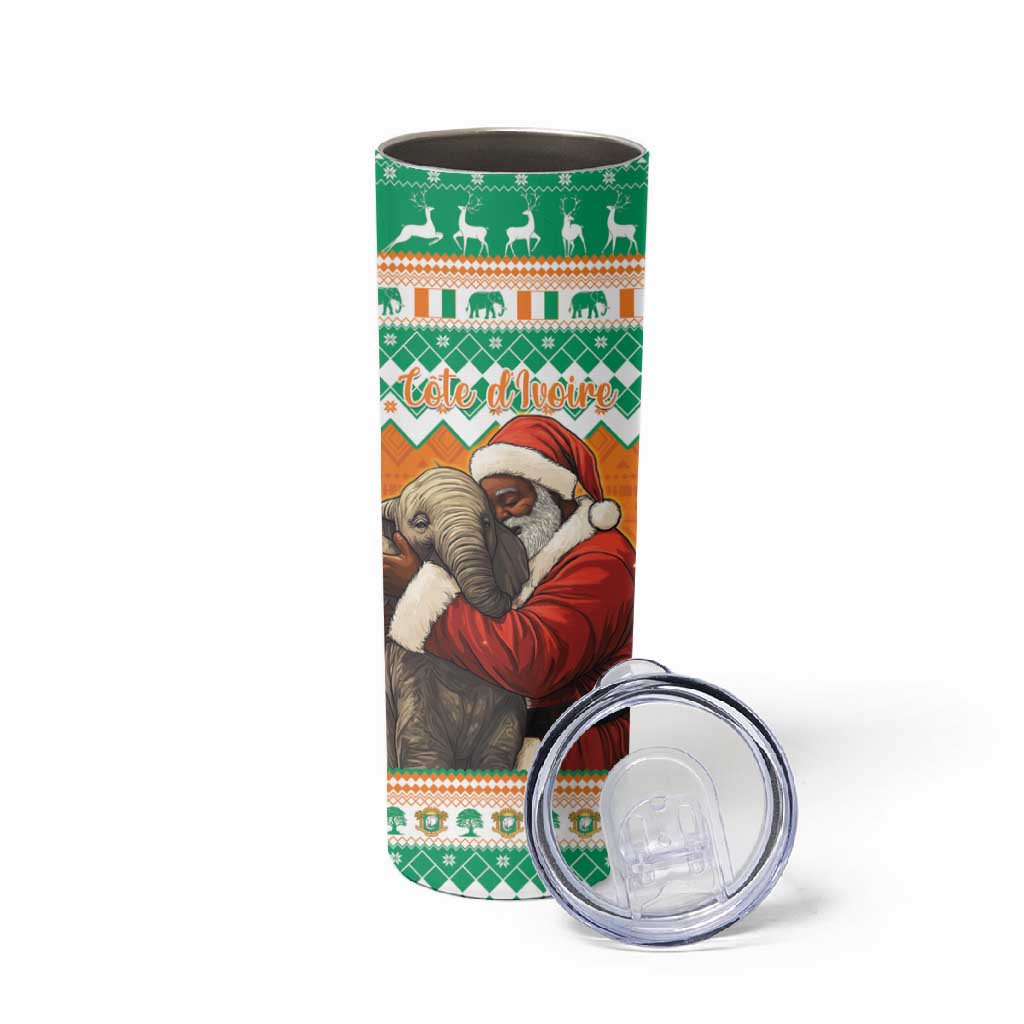 Afro Ivory Coast Christmas Skinny Tumbler Black Santa Afishapa - African Pattern LT15