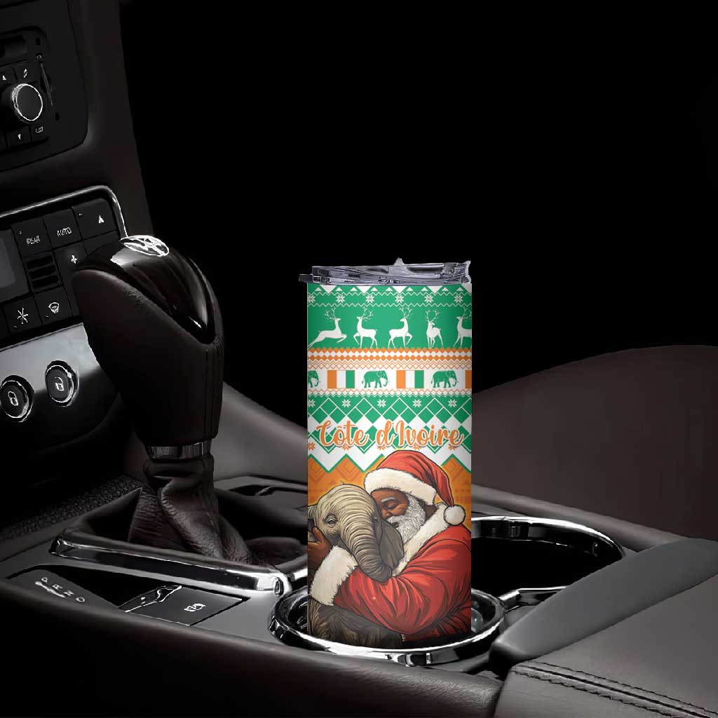 Afro Ivory Coast Christmas Skinny Tumbler Black Santa Afishapa - African Pattern LT15