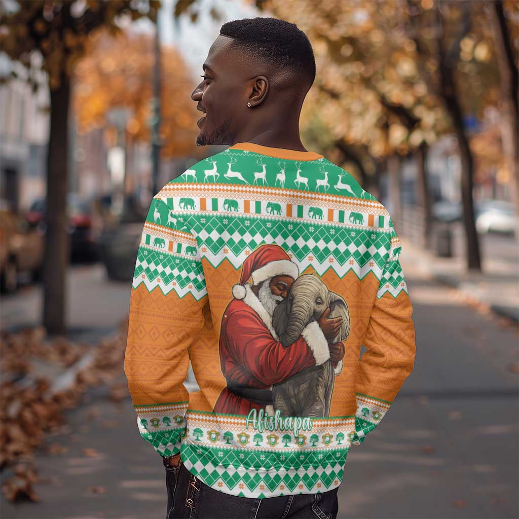 Afro Ivory Coast Christmas Sweatshirt Black Santa Afishapa - African Pattern LT15