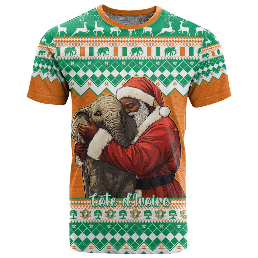 Afro Ivory Coast Christmas T shirt Black Santa Afishapa - African Pattern LT15