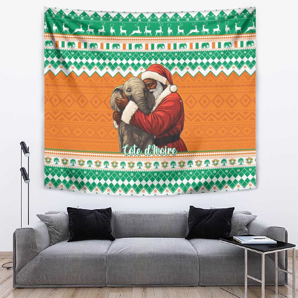 Afro Ivory Coast Christmas Tapestry Black Santa Afishapa - African Pattern LT15
