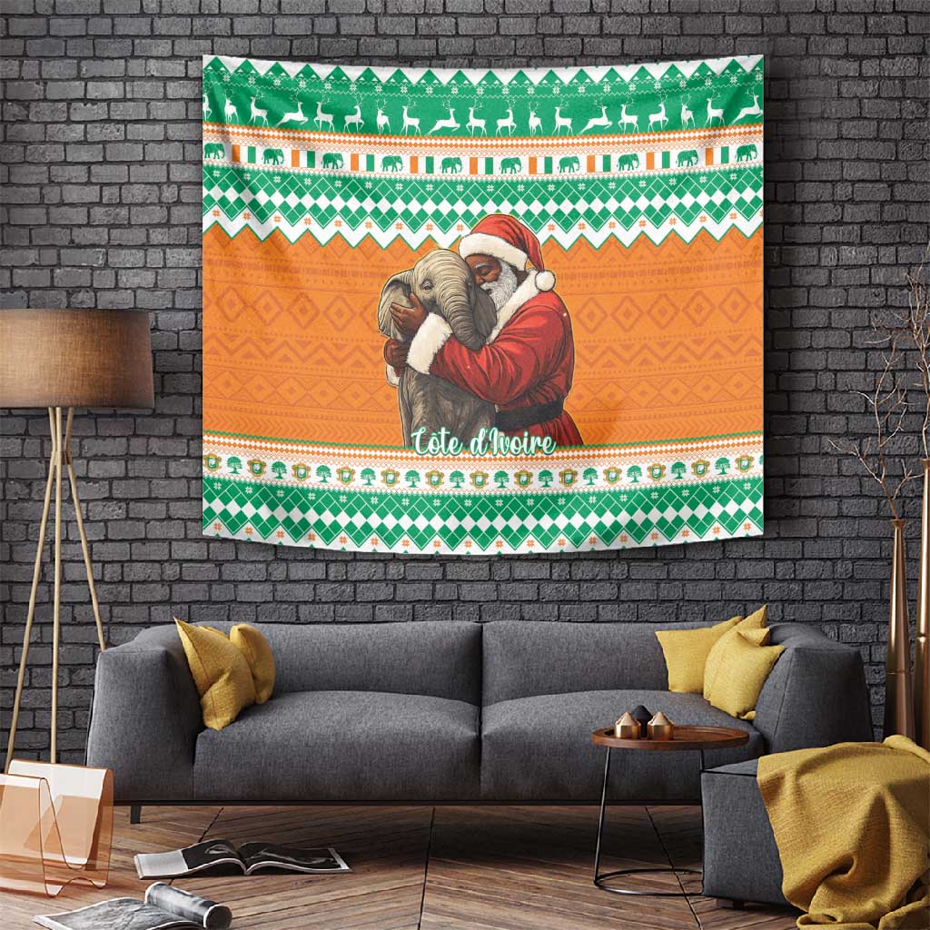 Afro Ivory Coast Christmas Tapestry Black Santa Afishapa - African Pattern LT15