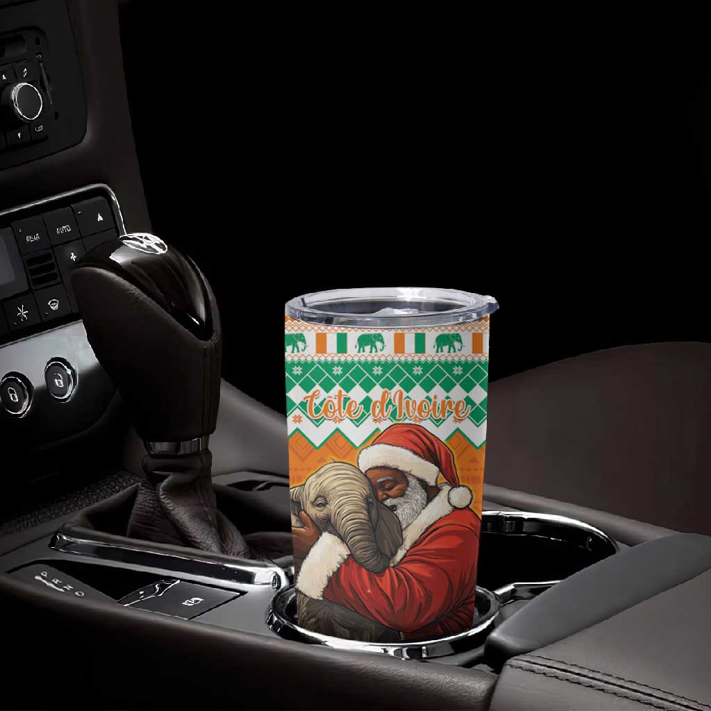 Afro Ivory Coast Christmas Tumbler Cup Black Santa Afishapa - African Pattern LT15