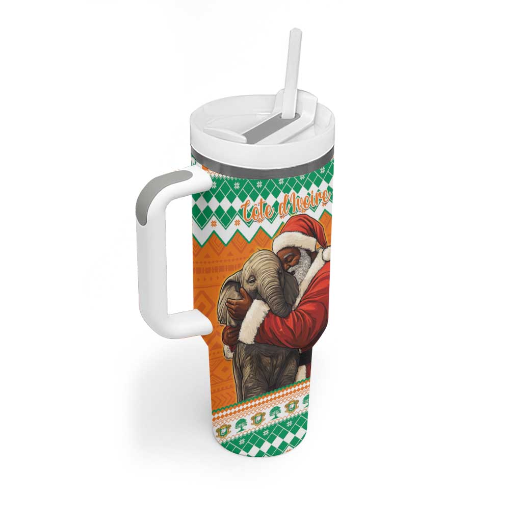 Afro Ivory Coast Christmas Tumbler With Handle Black Santa Afishapa - African Pattern LT15