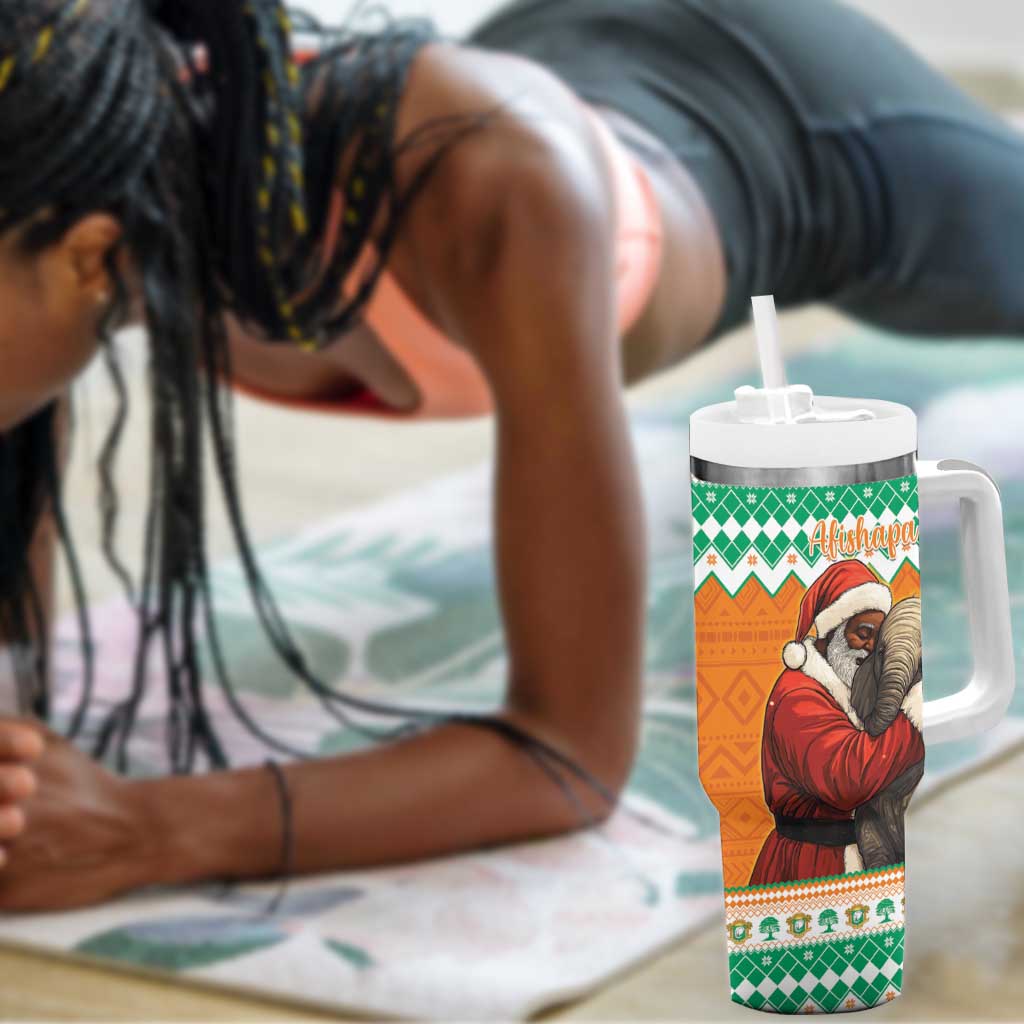 Afro Ivory Coast Christmas Tumbler With Handle Black Santa Afishapa - African Pattern LT15