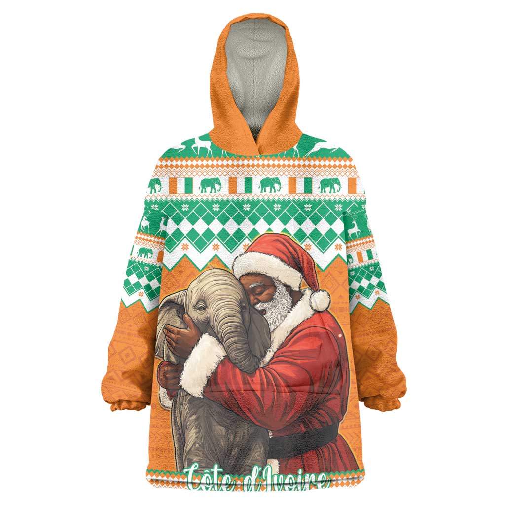 Afro Ivory Coast Christmas Wearable Blanket Hoodie Black Santa Afishapa - African Pattern LT15