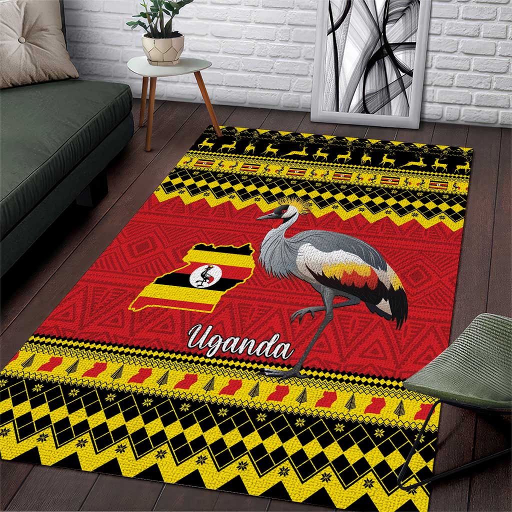 Afro Uganda Christmas Area Rug Grey Crowned Crane Sekukkulu Ennugi LT15