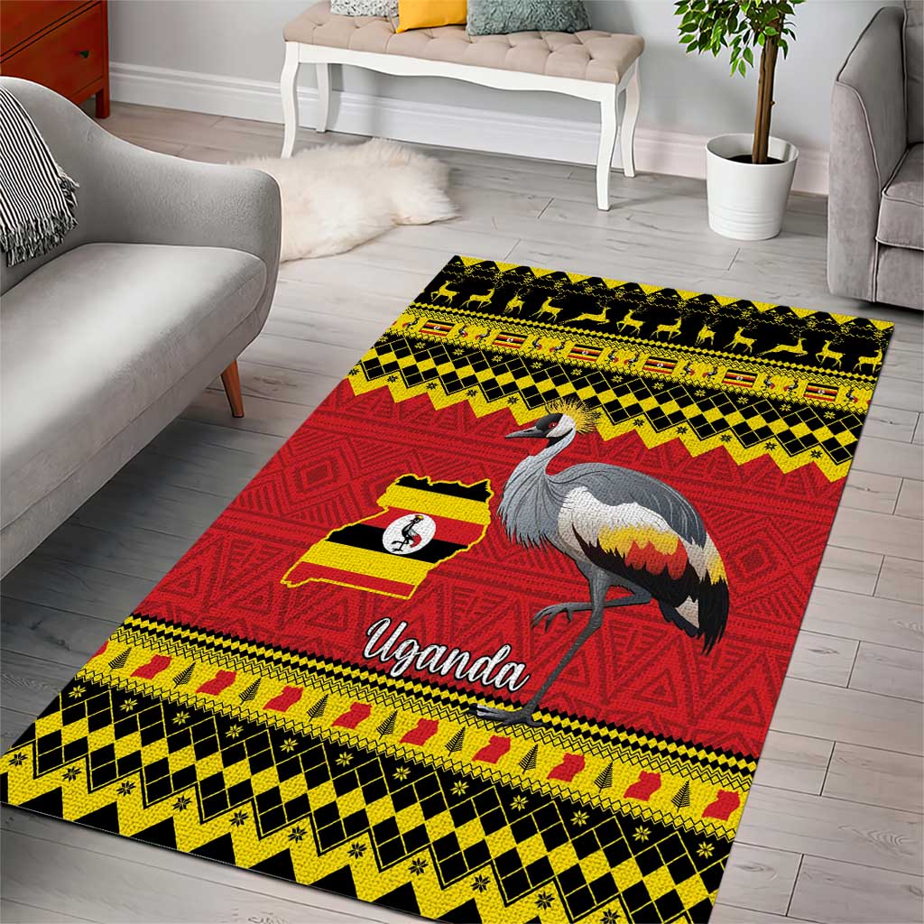 Afro Uganda Christmas Area Rug Grey Crowned Crane Sekukkulu Ennugi LT15