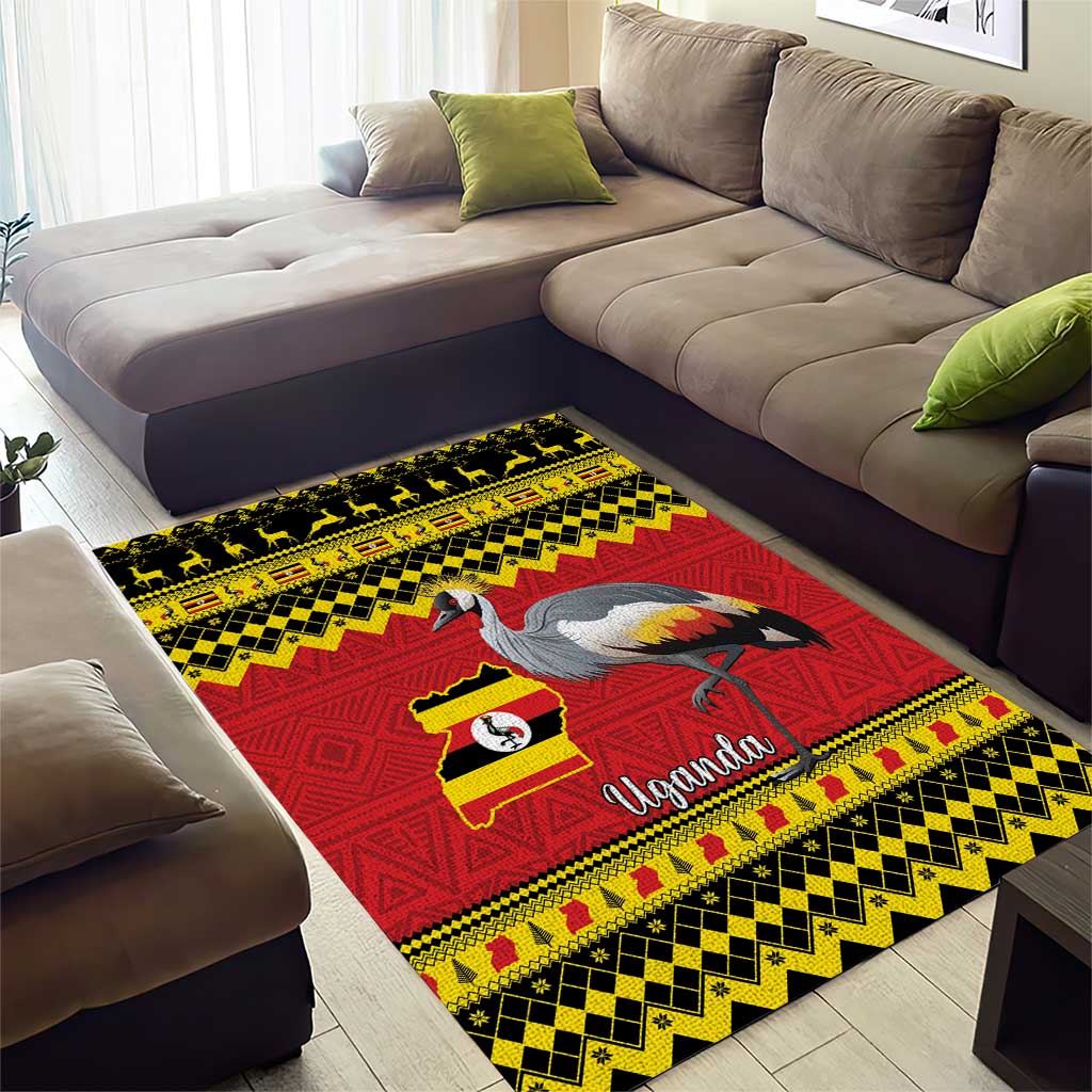 Afro Uganda Christmas Area Rug Grey Crowned Crane Sekukkulu Ennugi LT15