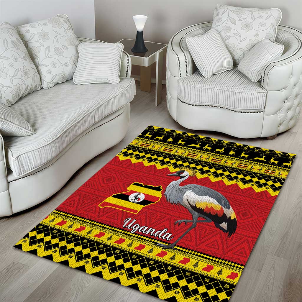 Afro Uganda Christmas Area Rug Grey Crowned Crane Sekukkulu Ennugi LT15