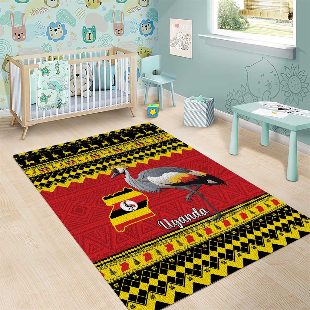 Afro Uganda Christmas Area Rug Grey Crowned Crane Sekukkulu Ennugi LT15
