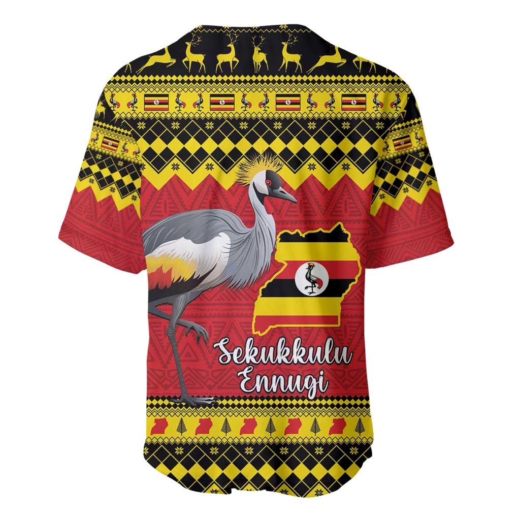 Afro Uganda Christmas Baseball Jersey Grey Crowned Crane Sekukkulu Ennugi LT15
