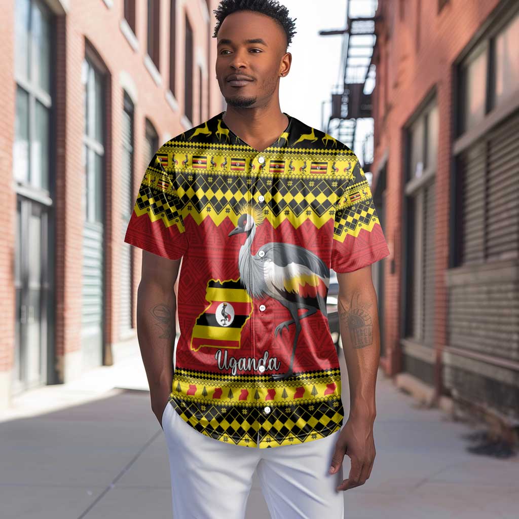 Afro Uganda Christmas Baseball Jersey Grey Crowned Crane Sekukkulu Ennugi LT15