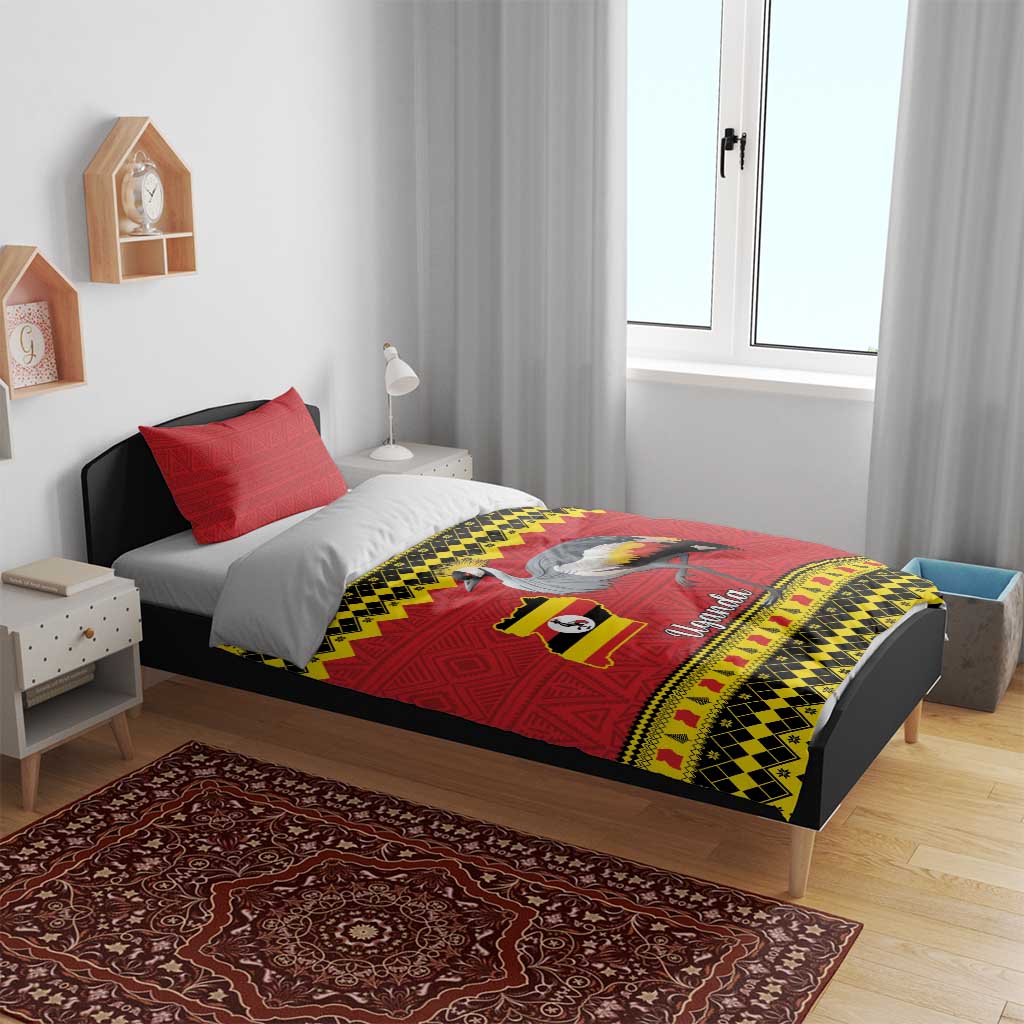 Afro Uganda Christmas Bedding Set Grey Crowned Crane Sekukkulu Ennugi LT15