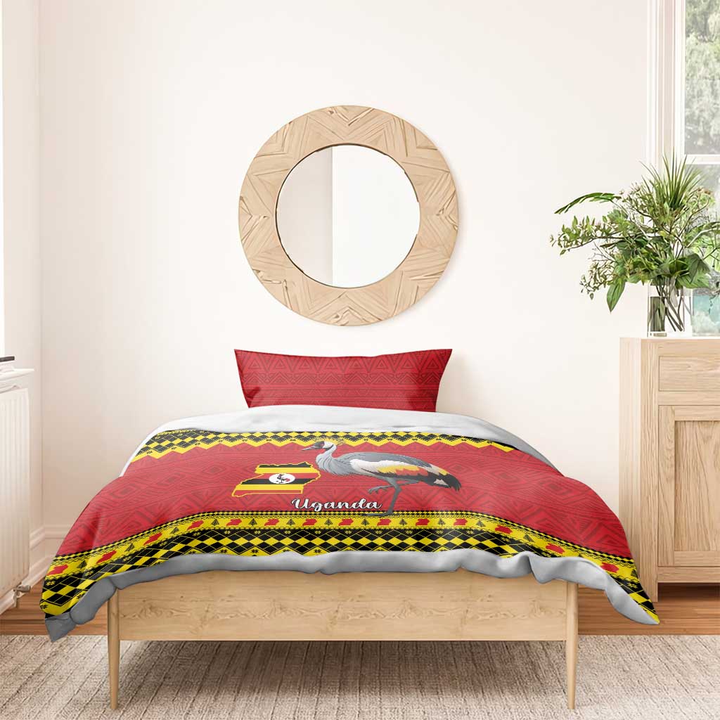 Afro Uganda Christmas Bedding Set Grey Crowned Crane Sekukkulu Ennugi LT15