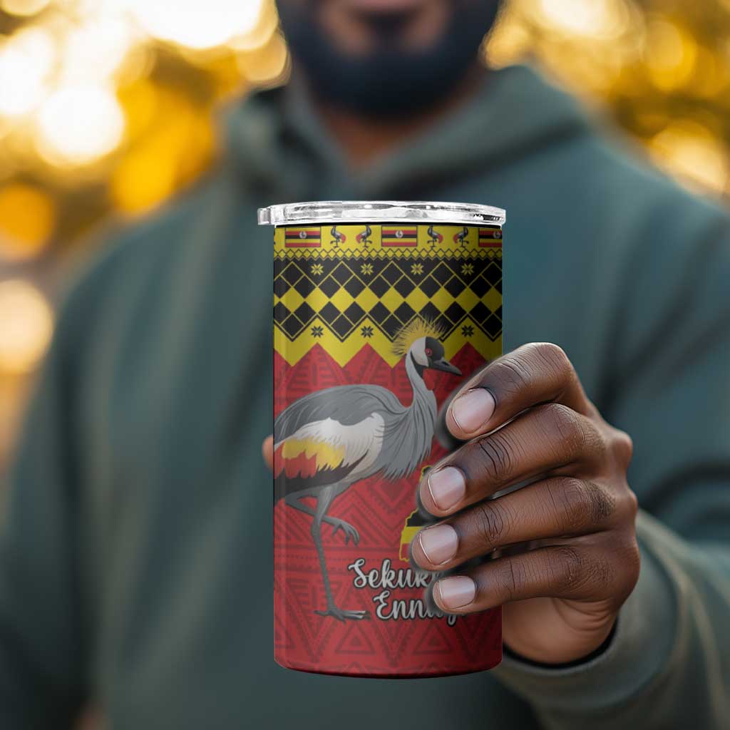 Afro Uganda Christmas 4 in 1 Can Cooler Tumbler Grey Crowned Crane Sekukkulu Ennugi LT15