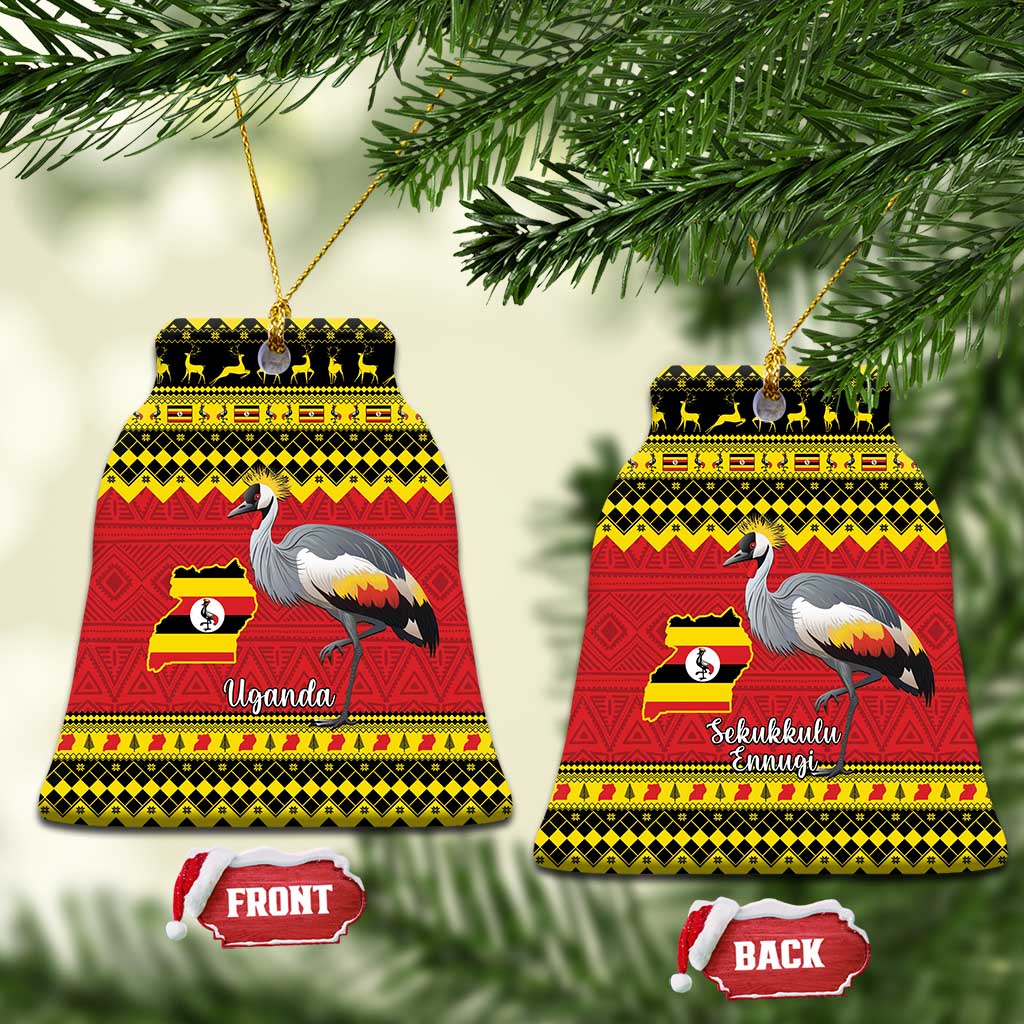 Uganda Christmas Ceramic Ornament Grey Crowned Crane With Flag Map LT15