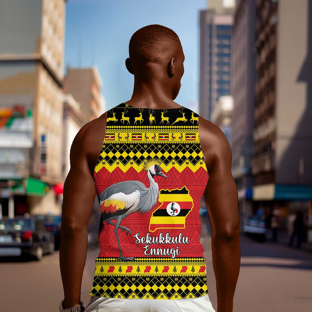 Afro Uganda Christmas Men Tank Top Grey Crowned Crane Sekukkulu Ennugi LT15