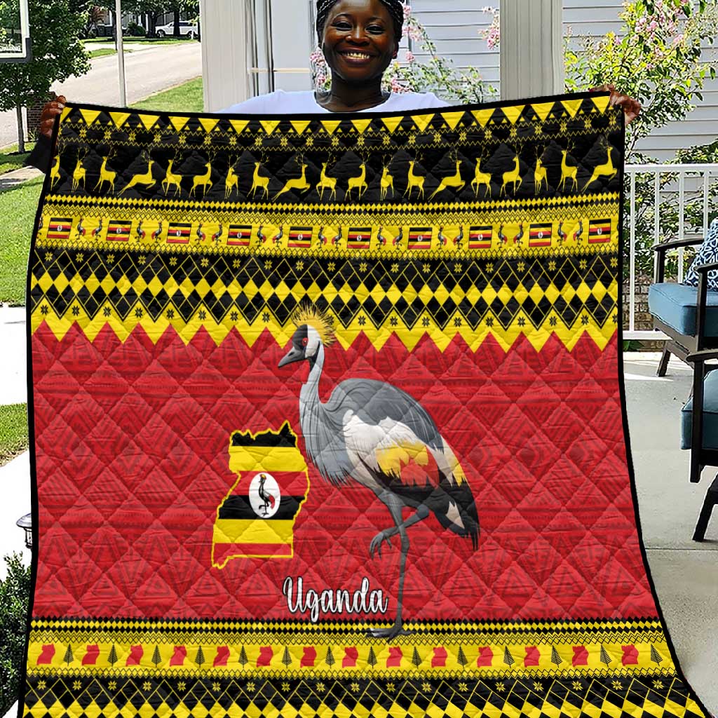 Afro Uganda Christmas Quilt Grey Crowned Crane Sekukkulu Ennugi LT15