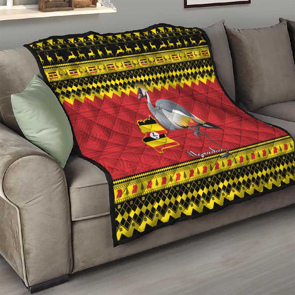 Afro Uganda Christmas Quilt Grey Crowned Crane Sekukkulu Ennugi LT15
