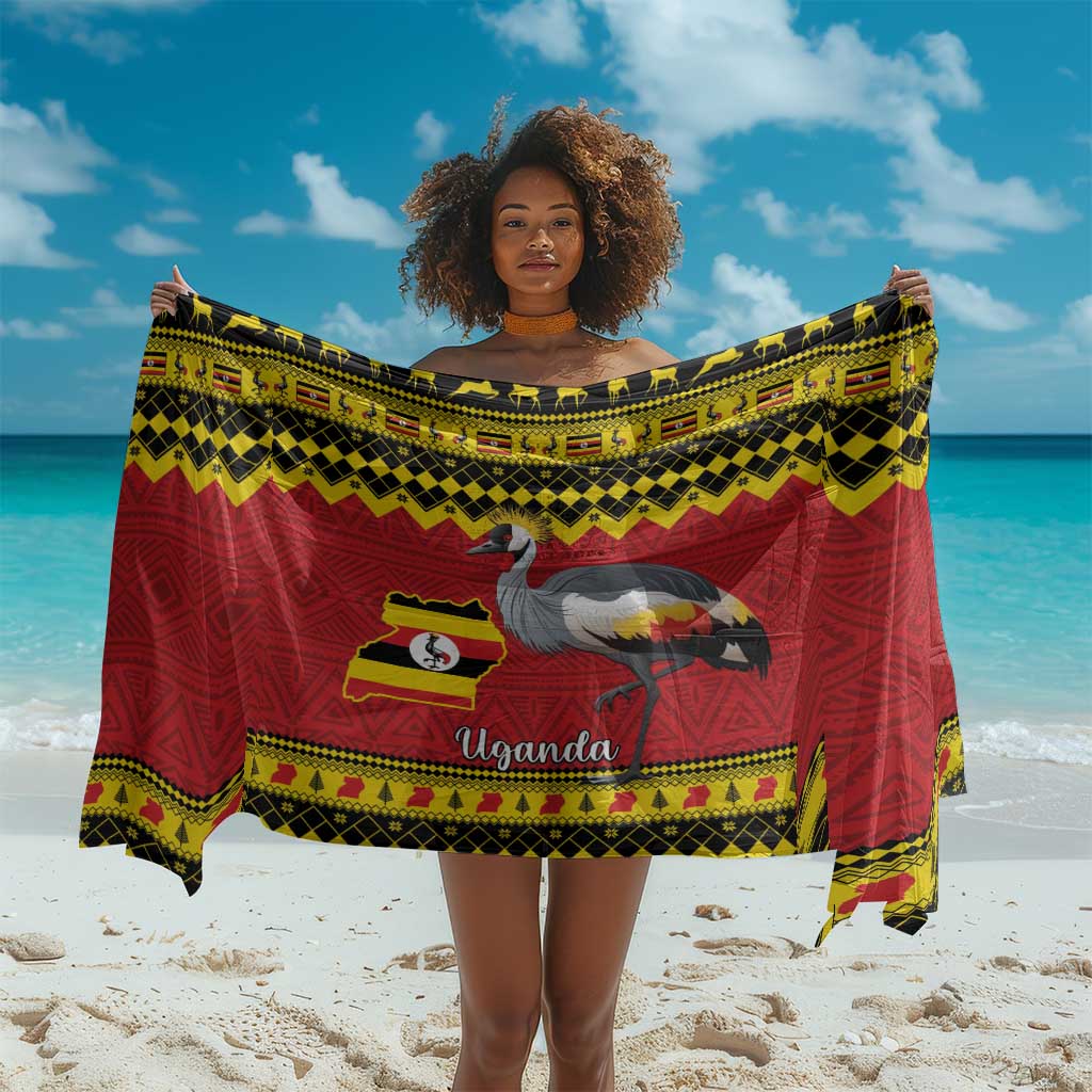 Afro Uganda Christmas Sarong Grey Crowned Crane Sekukkulu Ennugi LT15