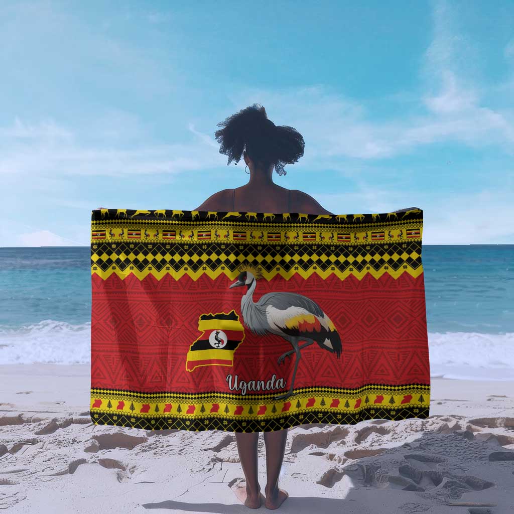 Afro Uganda Christmas Sarong Grey Crowned Crane Sekukkulu Ennugi LT15