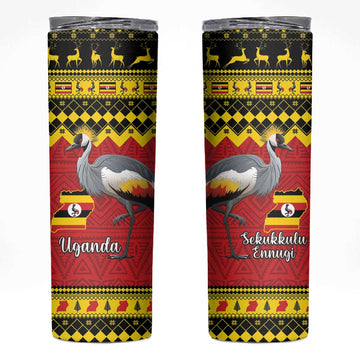 Afro Uganda Christmas Skinny Tumbler Grey Crowned Crane Sekukkulu Ennugi LT15