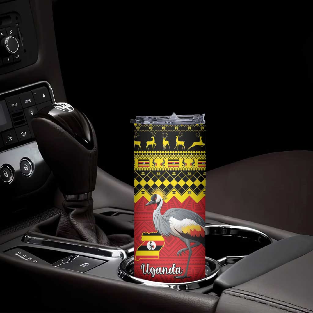 Afro Uganda Christmas Skinny Tumbler Grey Crowned Crane Sekukkulu Ennugi LT15