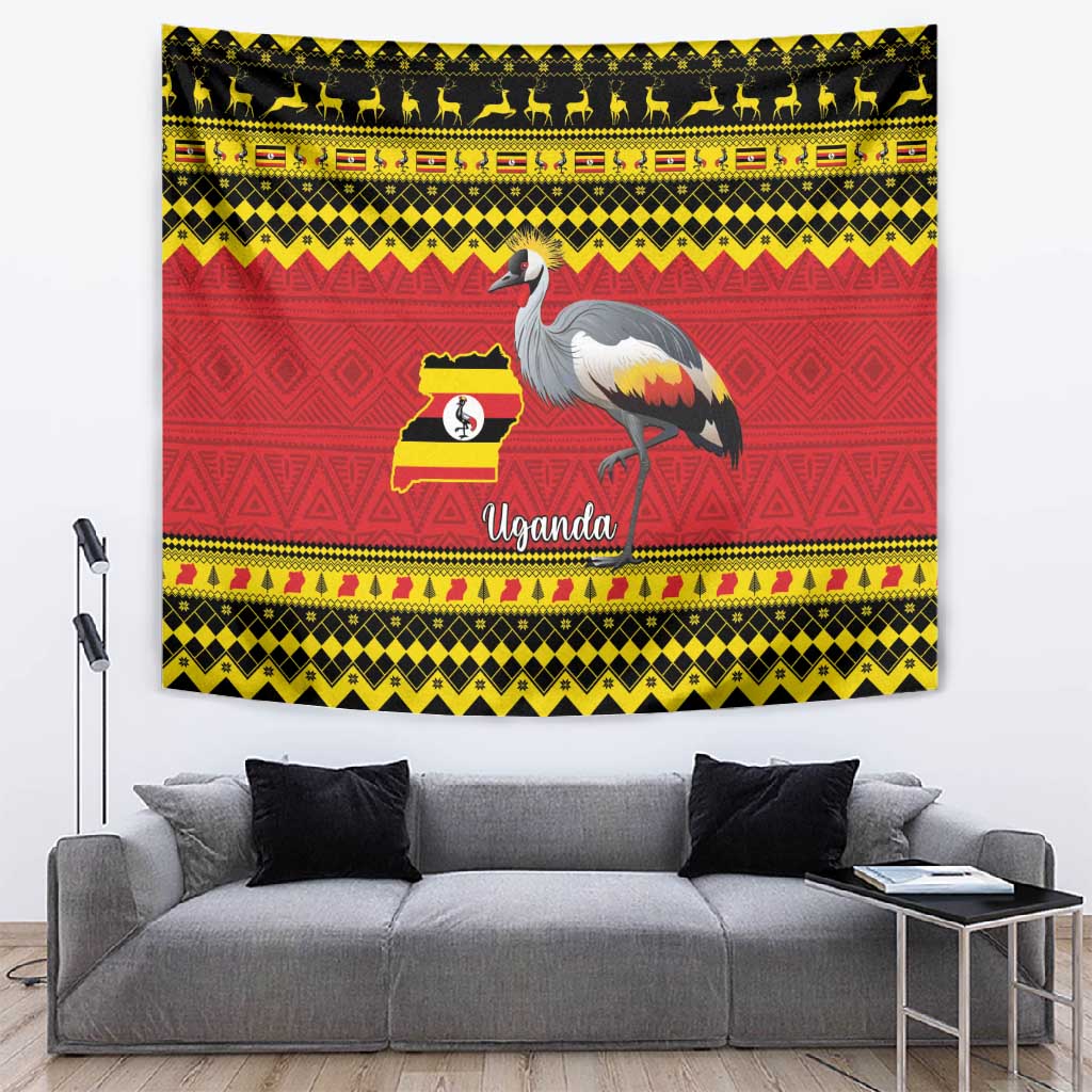 Afro Uganda Christmas Tapestry Grey Crowned Crane Sekukkulu Ennugi LT15