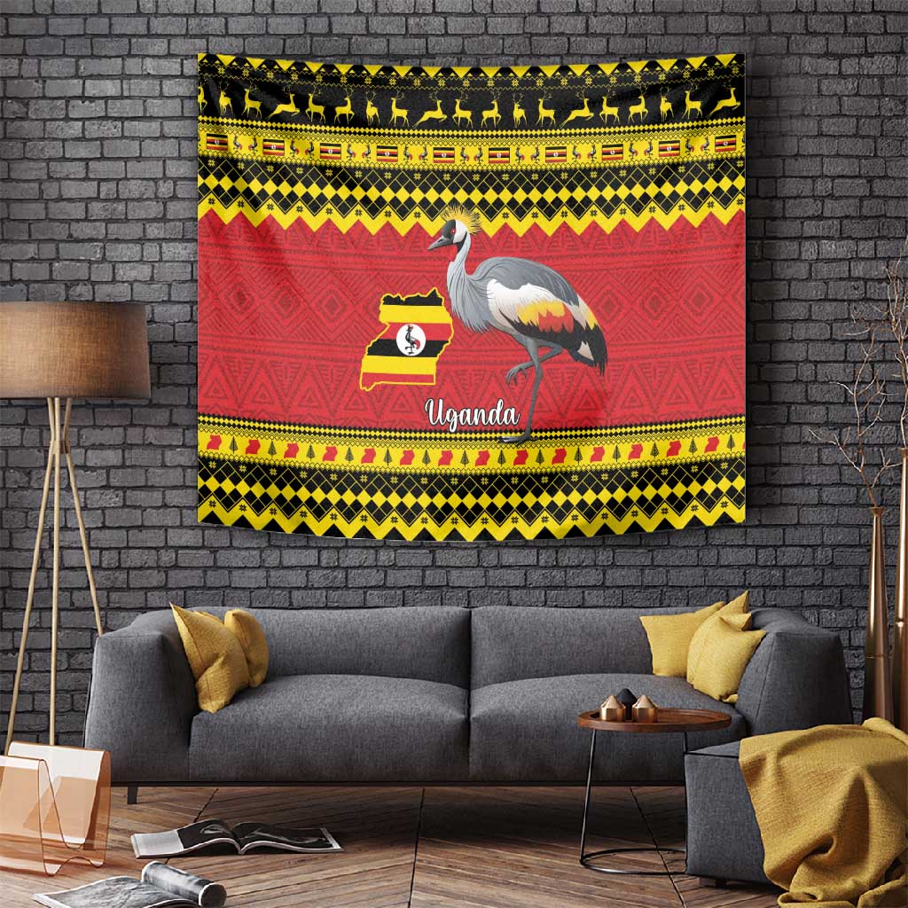 Afro Uganda Christmas Tapestry Grey Crowned Crane Sekukkulu Ennugi LT15
