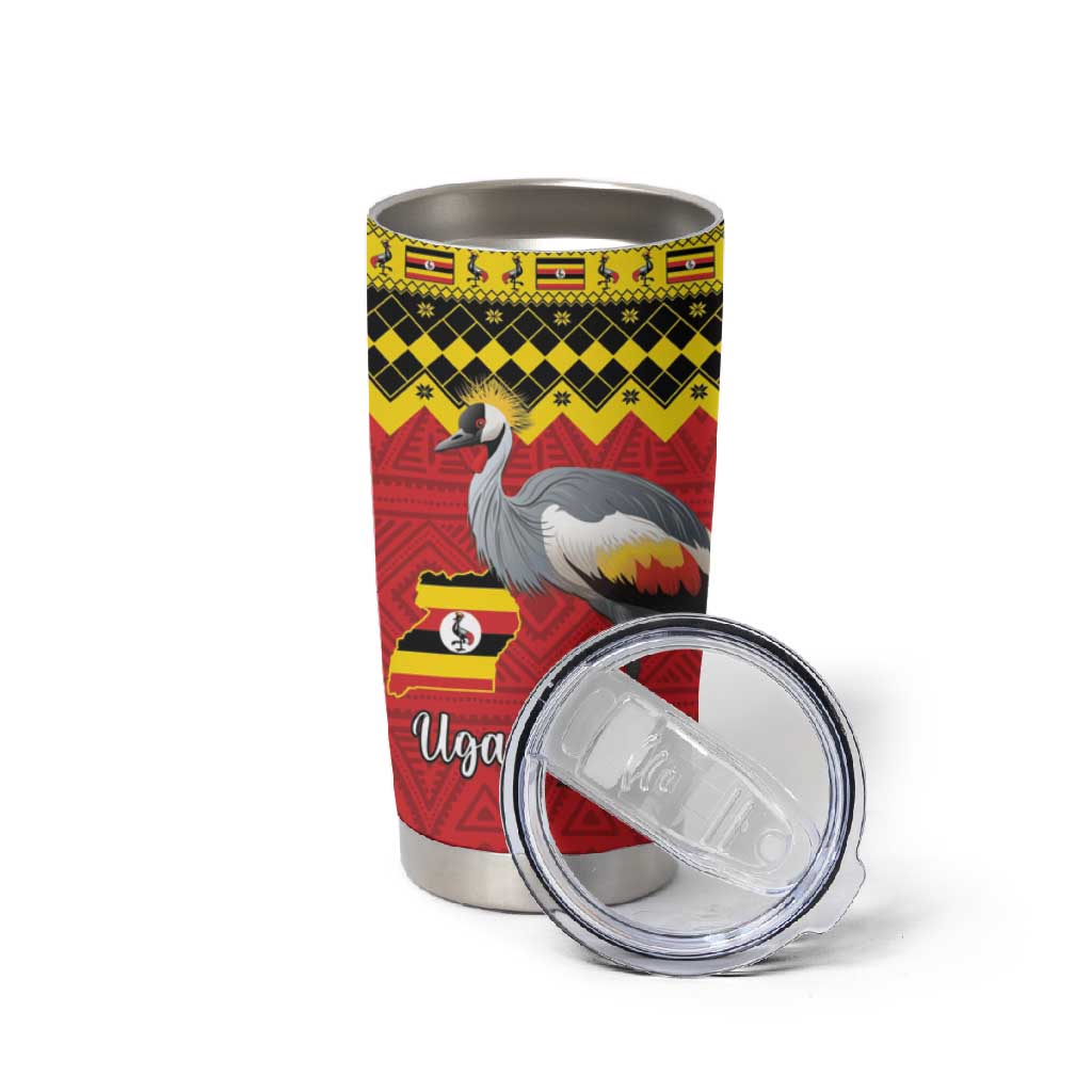 Afro Uganda Christmas Tumbler Cup Grey Crowned Crane Sekukkulu Ennugi LT15