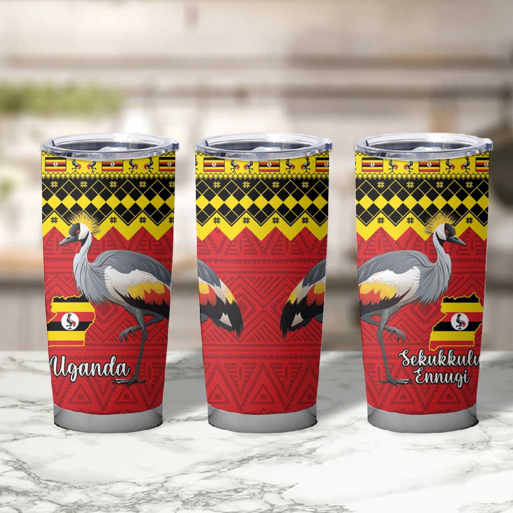 Afro Uganda Christmas Tumbler Cup Grey Crowned Crane Sekukkulu Ennugi LT15