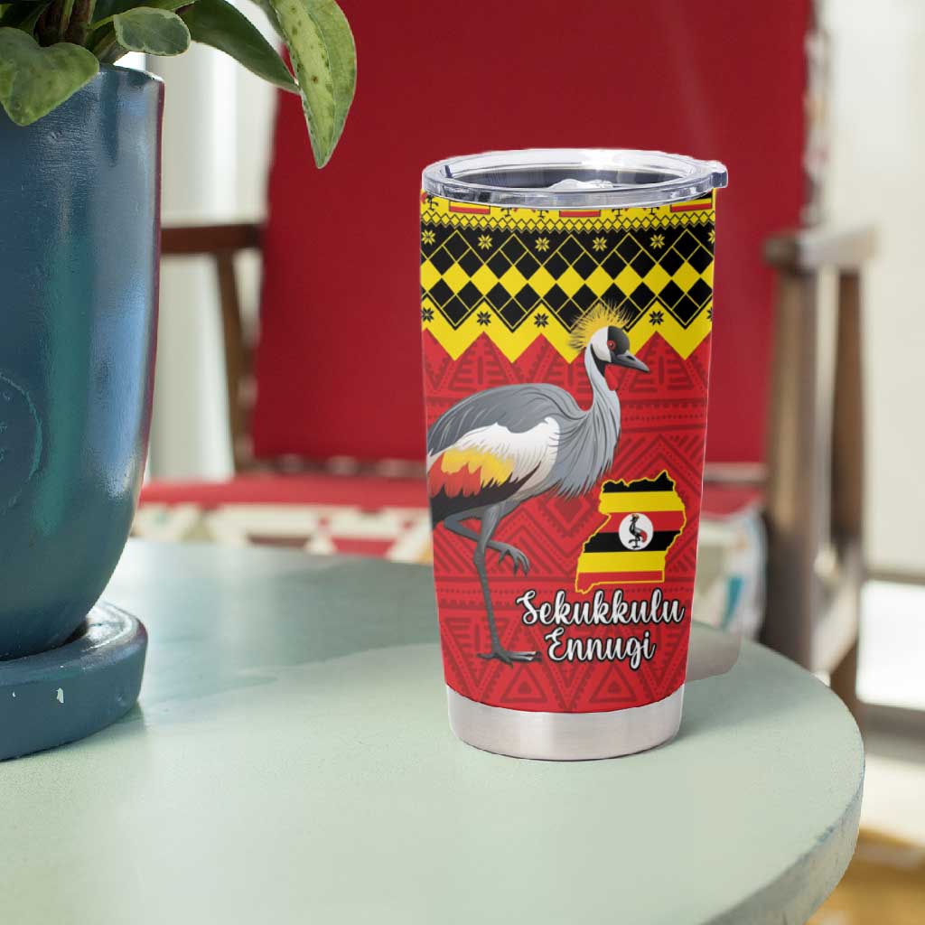 Afro Uganda Christmas Tumbler Cup Grey Crowned Crane Sekukkulu Ennugi LT15
