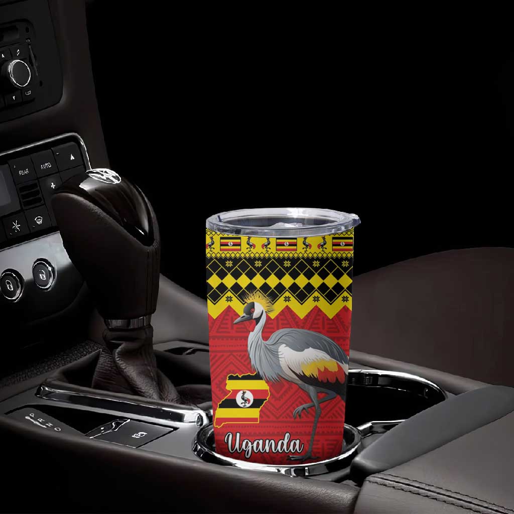 Afro Uganda Christmas Tumbler Cup Grey Crowned Crane Sekukkulu Ennugi LT15