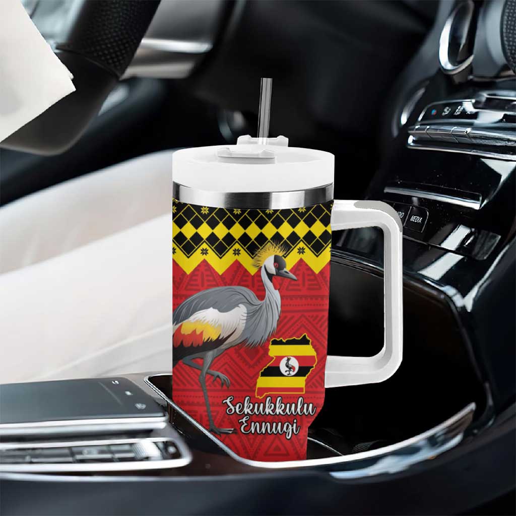 Afro Uganda Christmas Tumbler With Handle Grey Crowned Crane Sekukkulu Ennugi LT15