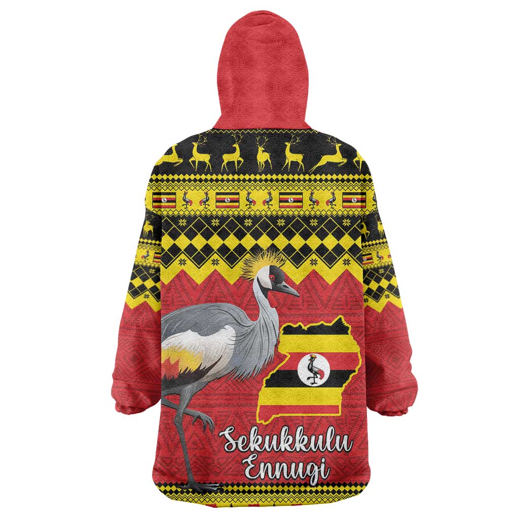 Afro Uganda Christmas Wearable Blanket Hoodie Grey Crowned Crane Sekukkulu Ennugi LT15