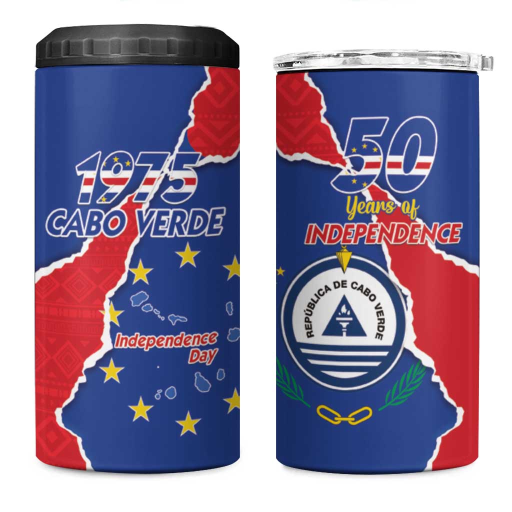Happy Cabo Verde 4 in 1 Can Cooler Tumbler 50th Anniversary of Independence LT15