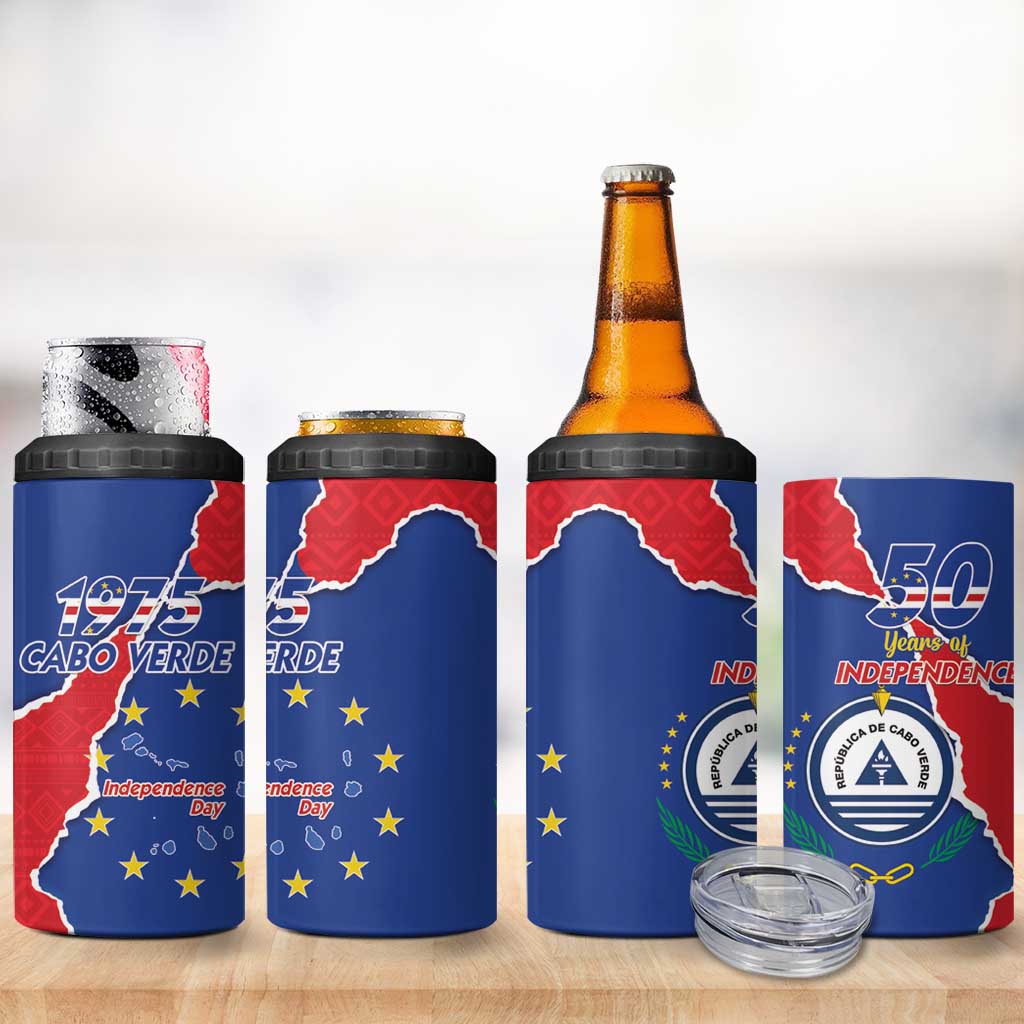 Happy Cabo Verde 4 in 1 Can Cooler Tumbler 50th Anniversary of Independence LT15