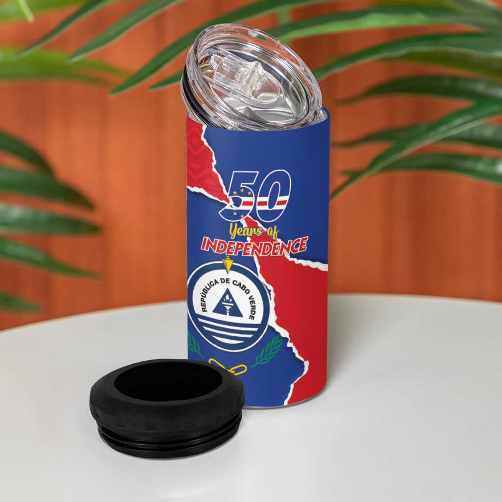 Happy Cabo Verde 4 in 1 Can Cooler Tumbler 50th Anniversary of Independence LT15