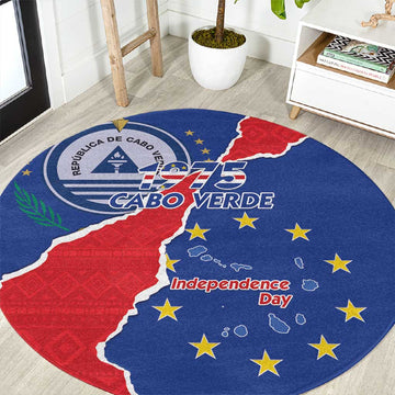 Happy Cabo Verde Round Carpet 50th Anniversary of Independence LT15