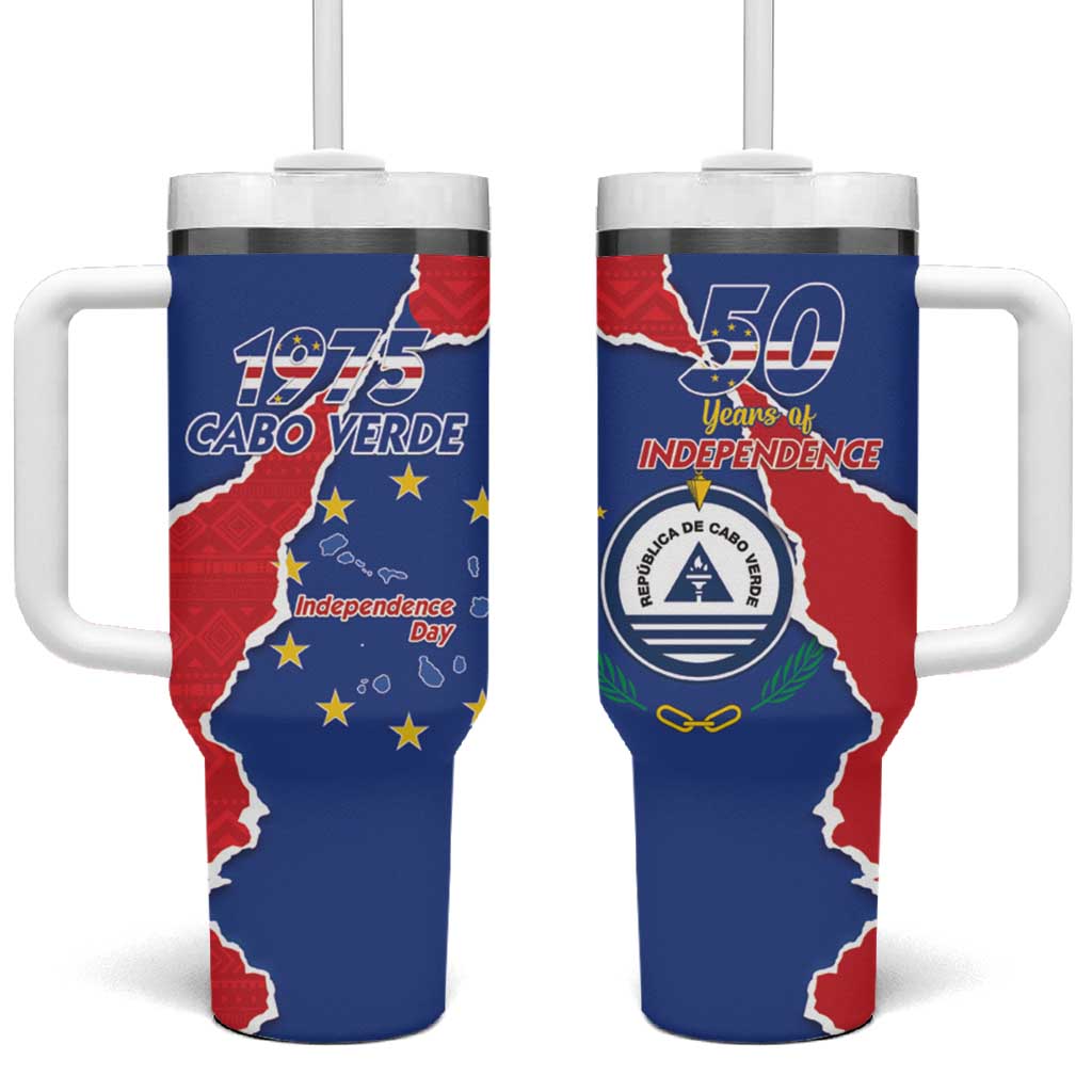Happy Cabo Verde Tumbler With Handle 50th Anniversary of Independence LT15