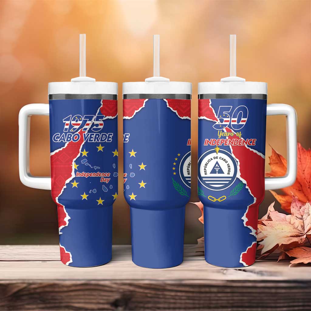 Happy Cabo Verde Tumbler With Handle 50th Anniversary of Independence LT15