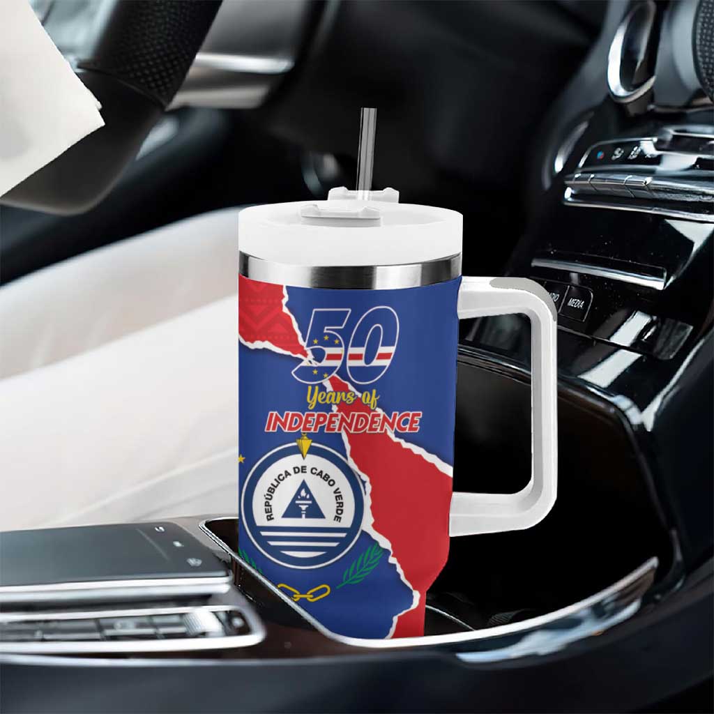 Happy Cabo Verde Tumbler With Handle 50th Anniversary of Independence LT15