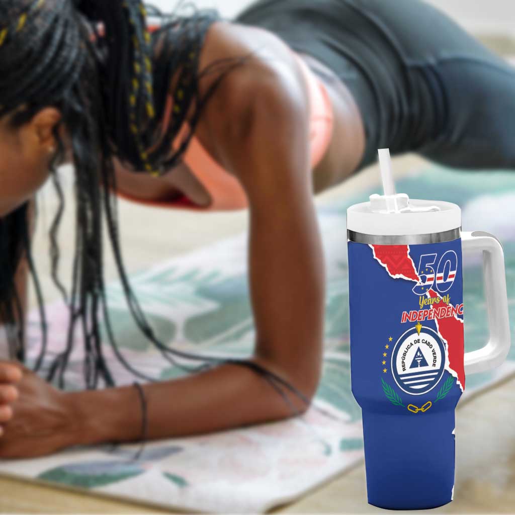 Happy Cabo Verde Tumbler With Handle 50th Anniversary of Independence LT15
