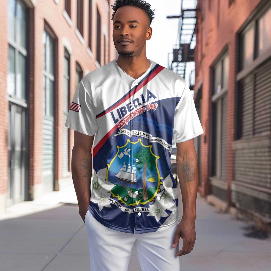 Personalized Happy Liberia Independence Day Baseball Jersey LT15