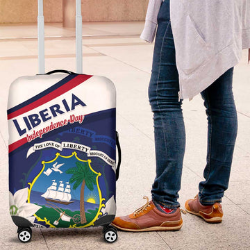Liberia Independence Day Luggage Cover Coat Of Arms Pepper Flowers LT15