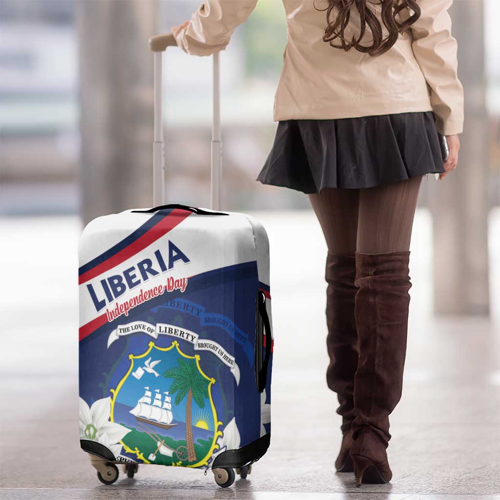 Liberia Independence Day Luggage Cover Coat Of Arms Pepper Flowers LT15