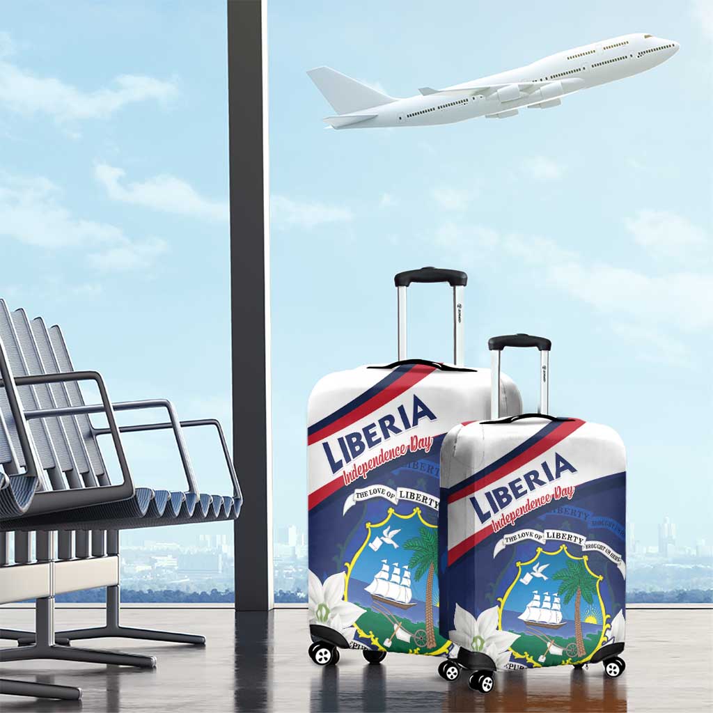 Liberia Independence Day Luggage Cover Coat Of Arms Pepper Flowers LT15
