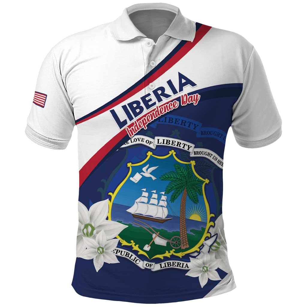 Personalized Liberia Independence Day Polo Shirt Coat Of Arms Pepper Flowers LT15